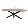 Table ovale 180 cm CLIFFORD en bois de manguier massif avec pied central en métal