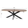 Table ovale 180 cm CLIFFORD en bois de manguier massif avec pied central en métal