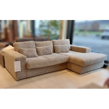 Pouf DOUDOU en tissu velours cotelé taupe