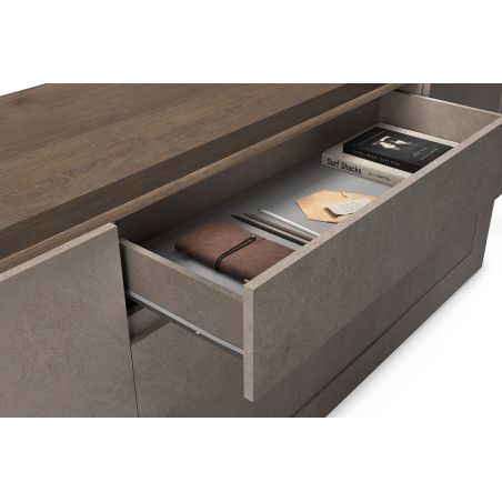 Buffet 4 porte et 1 tiroir CRONOS BRONZE MERCURE avec LED inclus