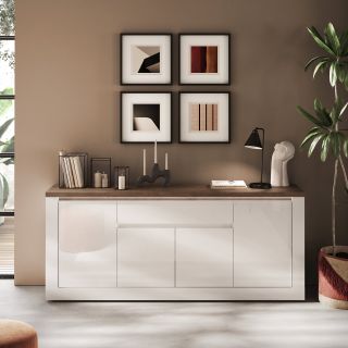 Buffet 4 portes et 1 tiroir CRONOS BLANC MERCURE avec LED inclus