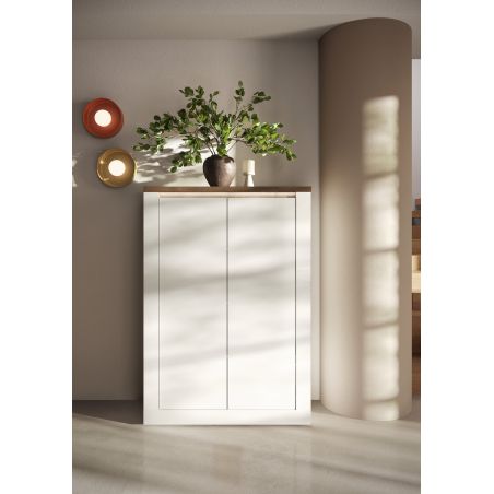Buffet haut 2 portes CRONOS BLANC MERCURE avec LED inclus