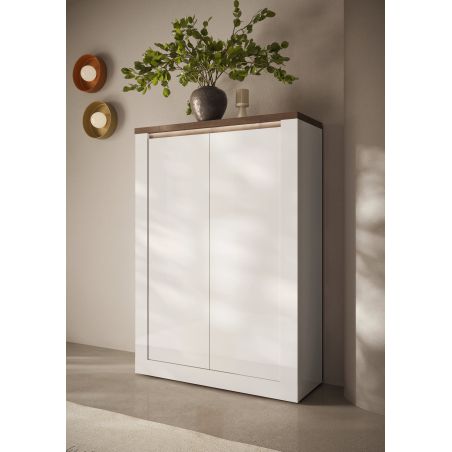 Buffet haut 2 portes CRONOS BLANC MERCURE avec LED inclus