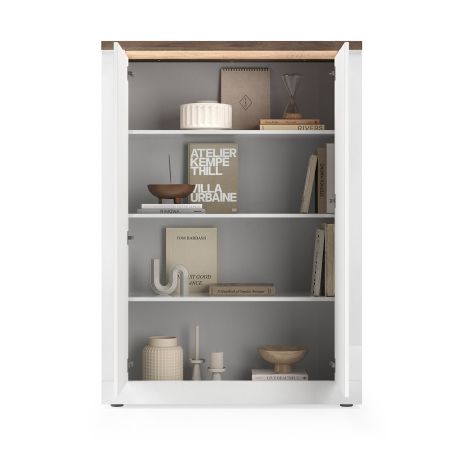 Buffet haut 2 portes CRONOS BLANC MERCURE avec LED inclus