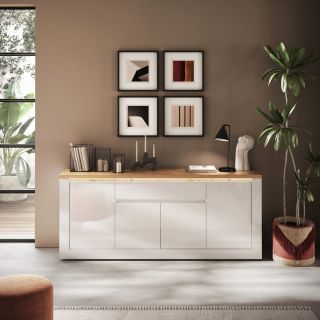Buffet 4 portes et 1 tiroir CRONOS BLANC CADIZ avec LED inclus