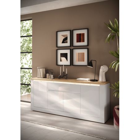 Buffet 4 portes et 1 tiroir CRONOS BLANC CADIZ avec LED inclus