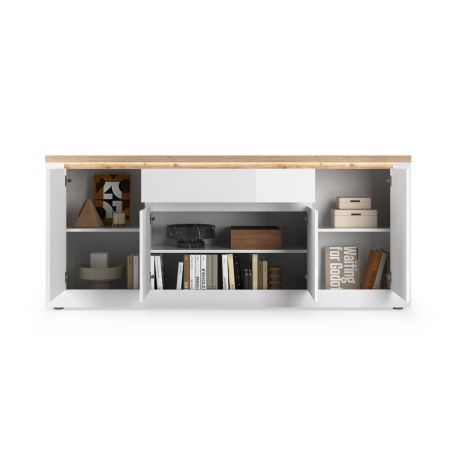 Buffet 4 portes et 1 tiroir CRONOS BLANC CADIZ avec LED inclus