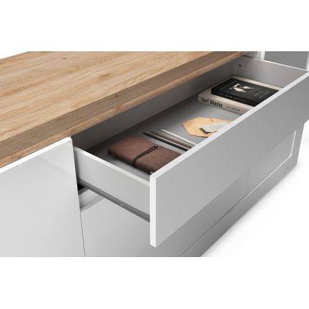 Buffet 4 portes et 1 tiroir CRONOS BLANC CADIZ avec LED inclus