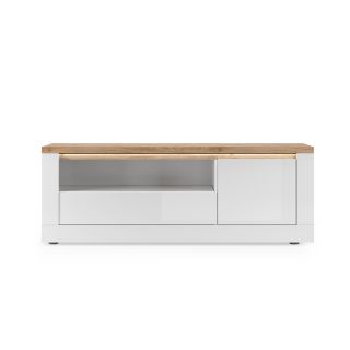 Meuble TV 156 cm CRONOS BLANC CADIZ avec LED inclus