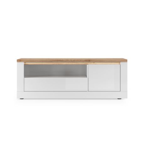 Meuble TV 156 cm CRONOS BLANC CADIZ avec LED inclus