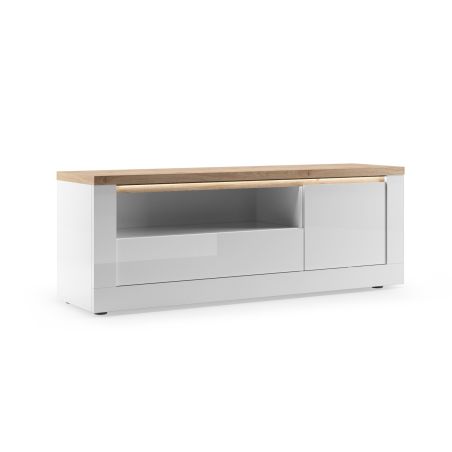 Meuble TV 156 cm CRONOS BLANC CADIZ avec LED inclus