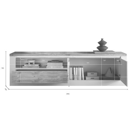 Meuble TV 210 cm CRONOS BLANC CADIZ avec LED inclus