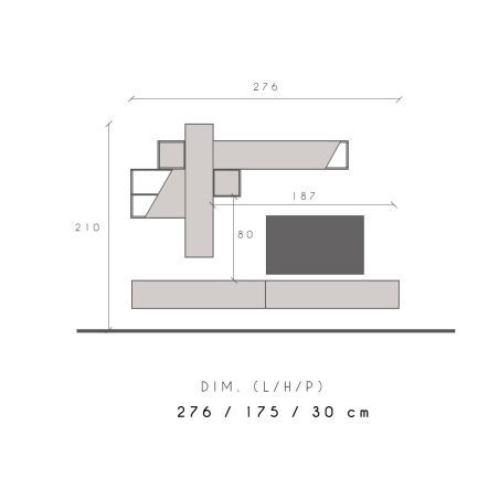 Ensemble meuble TV FOREVER 2 - compo 141 - décor chêne cadiz, lava et cachemire