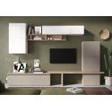Ensemble meuble TV FOREVER 2 - compo 19 - décor argile, blanc et chêne cadiz