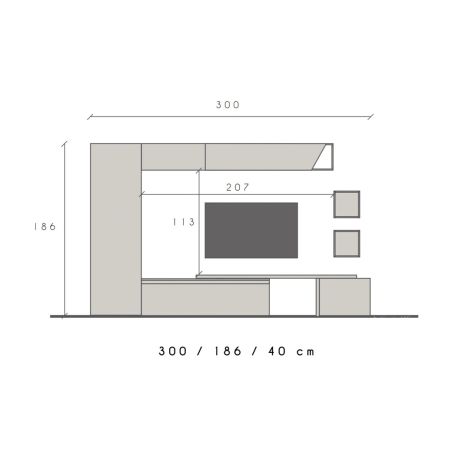 Ensemble meuble TV FOREVER 2 - compo 35 - décor cachemire et chêne cadiz