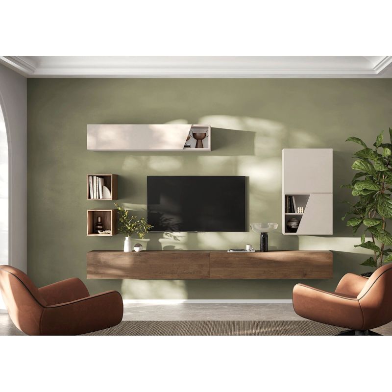 Ensemble meuble TV FOREVER 2 - compo 129 - décor cachemire et chêne mercure