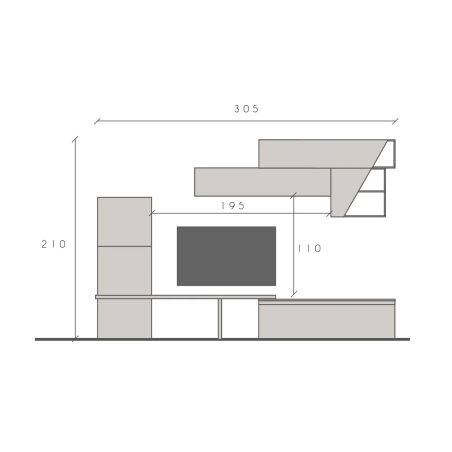 Ensemble meuble TV FOREVER 2 - compo 128 - décor craie et chêne cadiz