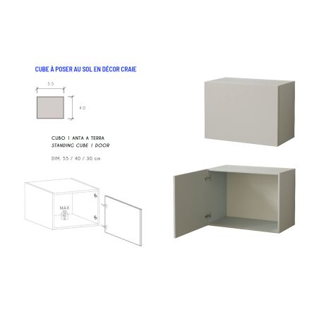 Ensemble meuble TV FOREVER 2 - compo 128 - décor craie et chêne cadiz