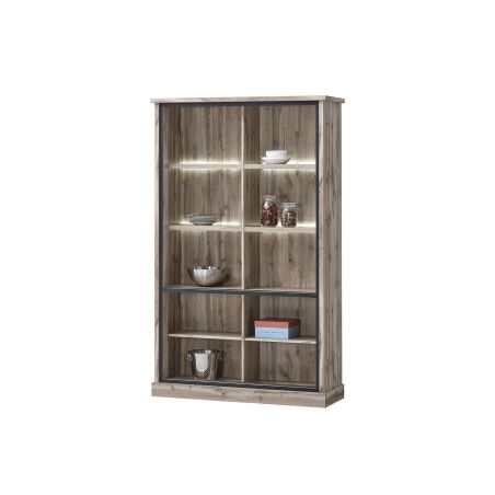 Salle à manger complète CLEMENCE avec table 190 cm et vitrine avec led