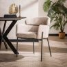 Chaise avec accoudoirs ADELINE en tissu boucle blanc ou sable