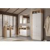 Colonne 2 portesBURGA hauteur 188 cm pour salle de bain en blanc brillant et décor chene cadiz