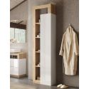Colonne 1 porte BURGA hauteur 189 cm pour salle de bain en blanc brillant et décor chene cadiz