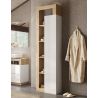 Colonne 1 porte BURGA hauteur 189 cm pour salle de bain en blanc brillant et décor chene cadiz