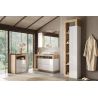 Colonne 1 porte BURGA hauteur 189 cm pour salle de bain en blanc brillant et décor chene cadiz