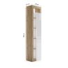 Colonne 1 porte BURGA hauteur 189 cm pour salle de bain en blanc brillant et décor chene cadiz