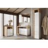 Colonne 1 porte BURGA hauteur 188 cm pour salle de bain en blanc brillant et décor chene cadiz