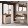 Commode 3 tiroirs BURGA 64 cm pour salle de bain en blanc brillant et décor chene cadiz