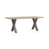Metalox, table 270 x 100 cm - bords effet tronc d'arbre - pieds X en métal- Henders and Hazel