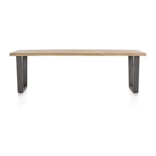 Metalox, table 270 x 100 cm - bords effet tronc d'arbre - pieds V métal - Henders and Hazel