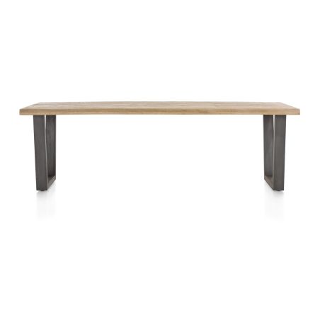 Metalox, table 270 x 100 cm - bords effet tronc d'arbre - pieds V métal - Henders and Hazel