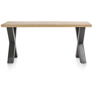Metalox, table 170 x 100 cm - bords effet tronc d'arbre - pieds X en métal - Henders and Hazel