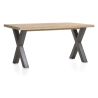 Metalox, table 170 x 100 cm - bords effet tronc d'arbre - pieds X en métal - Henders and Hazel