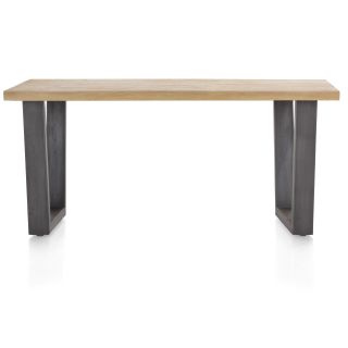 Metalox, table 170 x 100 cm - bords effet tronc d'arbre - pieds V en métal - Henders and Hazel