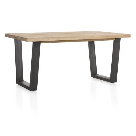 Metalox, table 170 x 100 cm - bords effet tronc d'arbre - pieds V en métal - Henders and Hazel