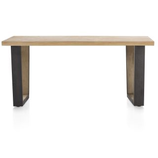 Metalox, table 170 x 100 cm - bords effet tronc d'arbre - pieds V en métal et bois - Henders and Hazel