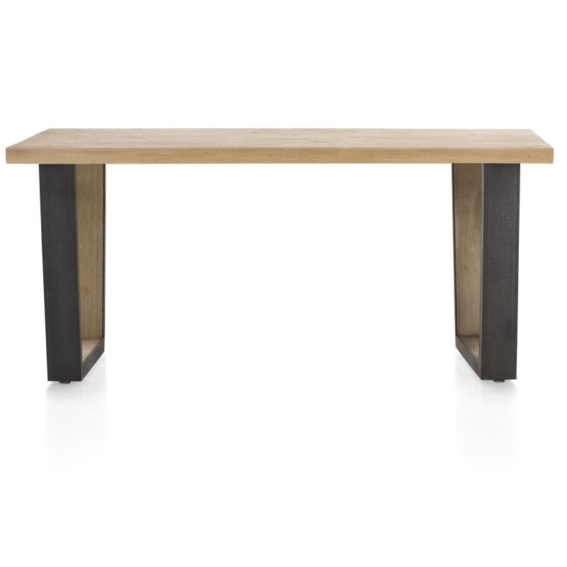 Metalox, table 170 x 100 cm - bords effet tronc d'arbre - pieds V en métal et bois - Henders and Hazel