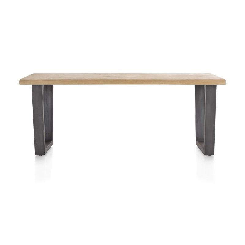 Metalox, table 200 x 100 cm- bords effet tronc d'arbre - pieds V en métal - Henders and Hazel