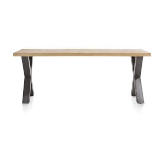 Metalox, table 200 x 100 cm - plateau droit - pieds x en métal - Henders and Hazel