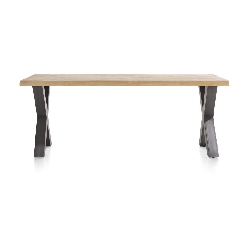 Metalox, table 200 x 100 cm - plateau droit - pieds x en métal - Henders and Hazel