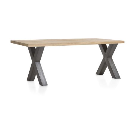 Metalox, table 200 x 100 cm - plateau droit - pieds x en métal - Henders and Hazel