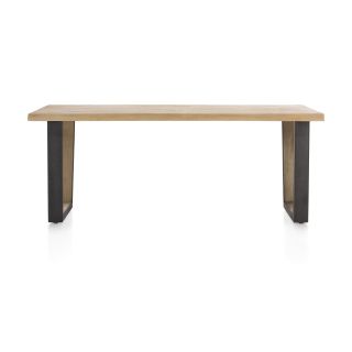 Metalox, table 200 x 100 cm - plateau droit - pieds v en métal et bois - Henders and Hazel