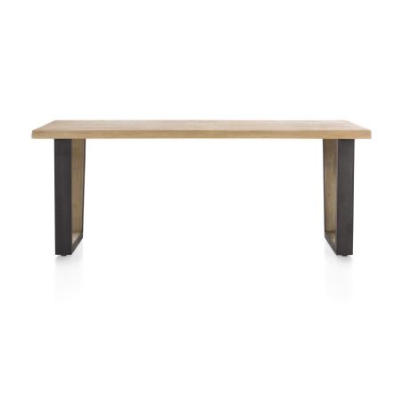 Metalox, table 200 x 100 cm - plateau droit - pieds v en métal et bois - Henders and Hazel