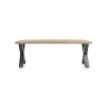Metalox, table 230 x 100 cm - bords effet tronc d'arbre - pieds X en métal - Henders and Hazel