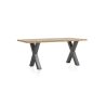 Metalox, table 230 x 100 cm - bords effet tronc d'arbre - pieds X en métal - Henders and Hazel