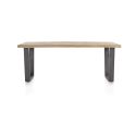 Metalox, table 230 x 100 cm - bords effet tronc d'arbre - pieds V en métal - Henders and Hazel