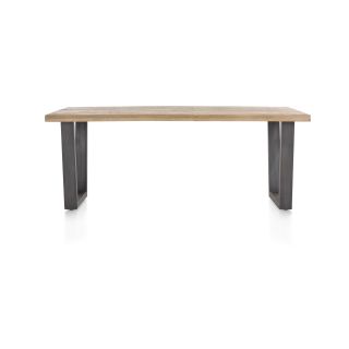 Metalox, table 230 x 100 cm - bords effet tronc d'arbre - pieds V en métal - Henders and Hazel